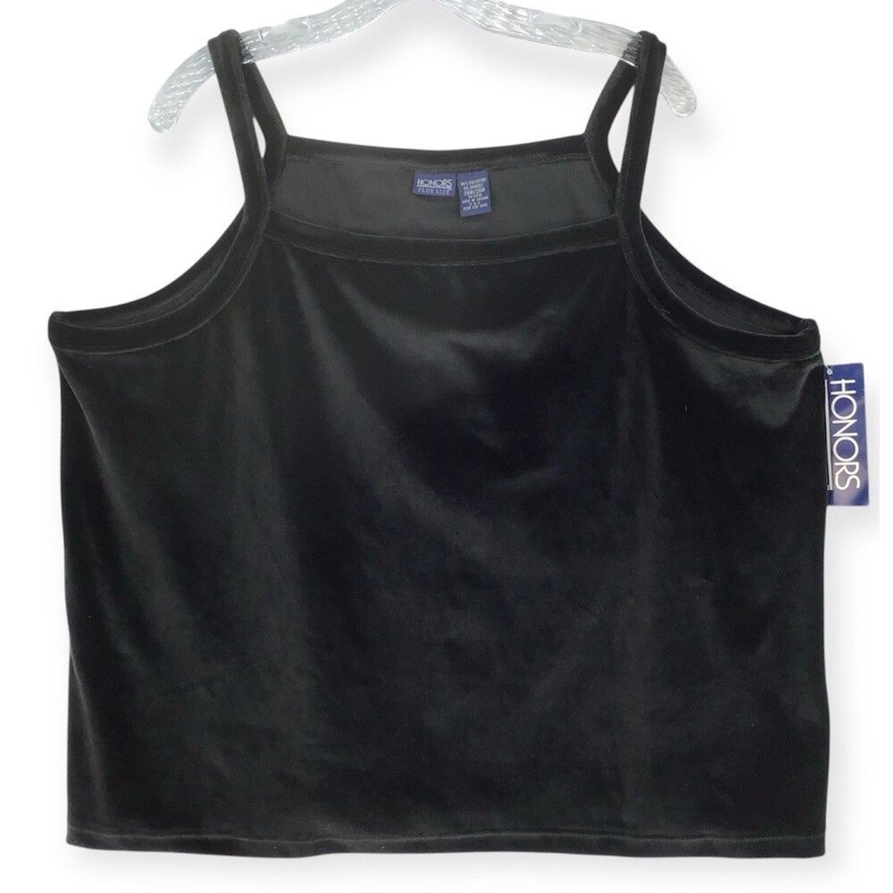 Size Velour Cami Camisole Black Women's 26W 28W Honors Plus